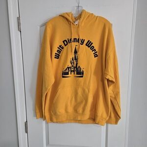 Walt Disney World 50th Anniversary Castle Hoodie Retro Bright Yellow Size XL